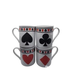 I. Goldinger & Co. 12 oz Playing Card Suits Coffee Mugs Set Of 4 Pre-owned